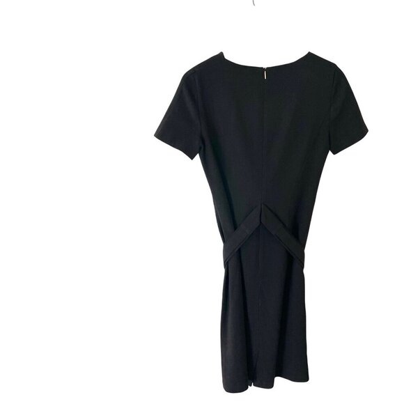 BOSS Hugo Boss Black Wool Blend Stripe Short Sleeve Belted Dress Size S - Picture 4 of 7
